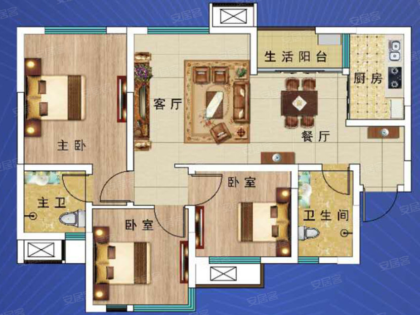 1號(hào)匯A2戶型 3室2廳2衛(wèi)