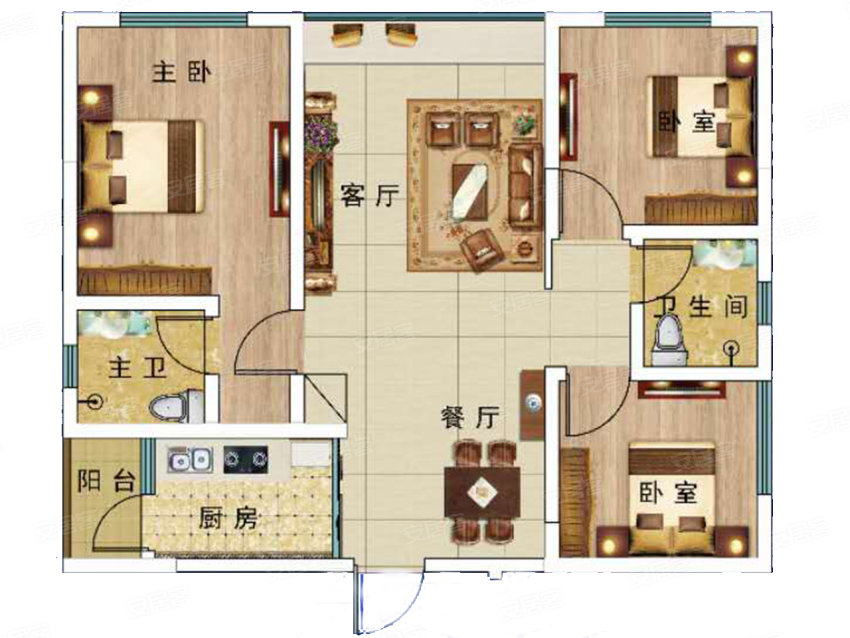 1號(hào)匯A1戶型 3室2廳2衛(wèi)